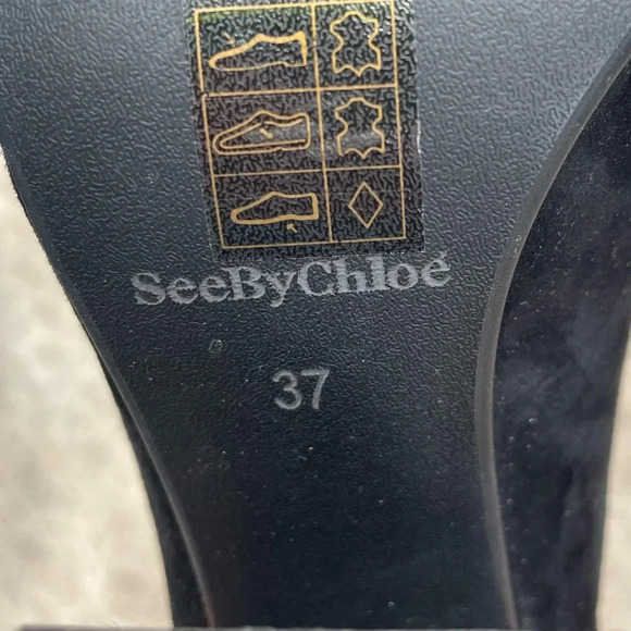 See By Chloé Black Suede Leather Ankle Boots, Size 37 - Picture 11 of 15